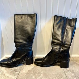 Vintage tall black leather boots